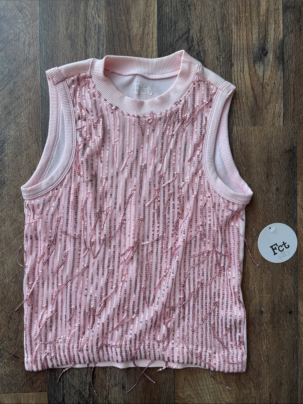 Fct with love Basics Pink Sequins Fringe Sleeveless Top Medium New With Tags